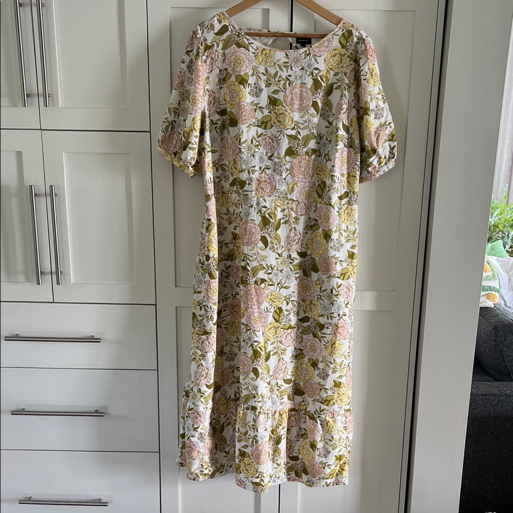 Who What Wear Pink and Green Floral Maxi Dress